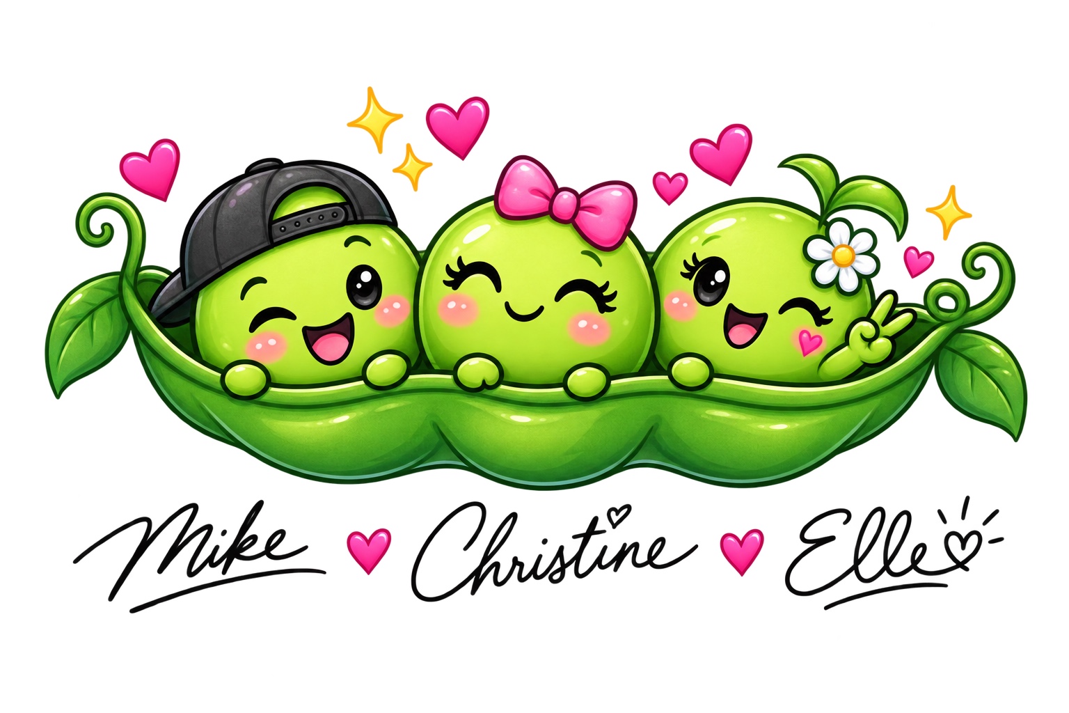 Pop Finds LI family signature: Mike, Christine and Elle