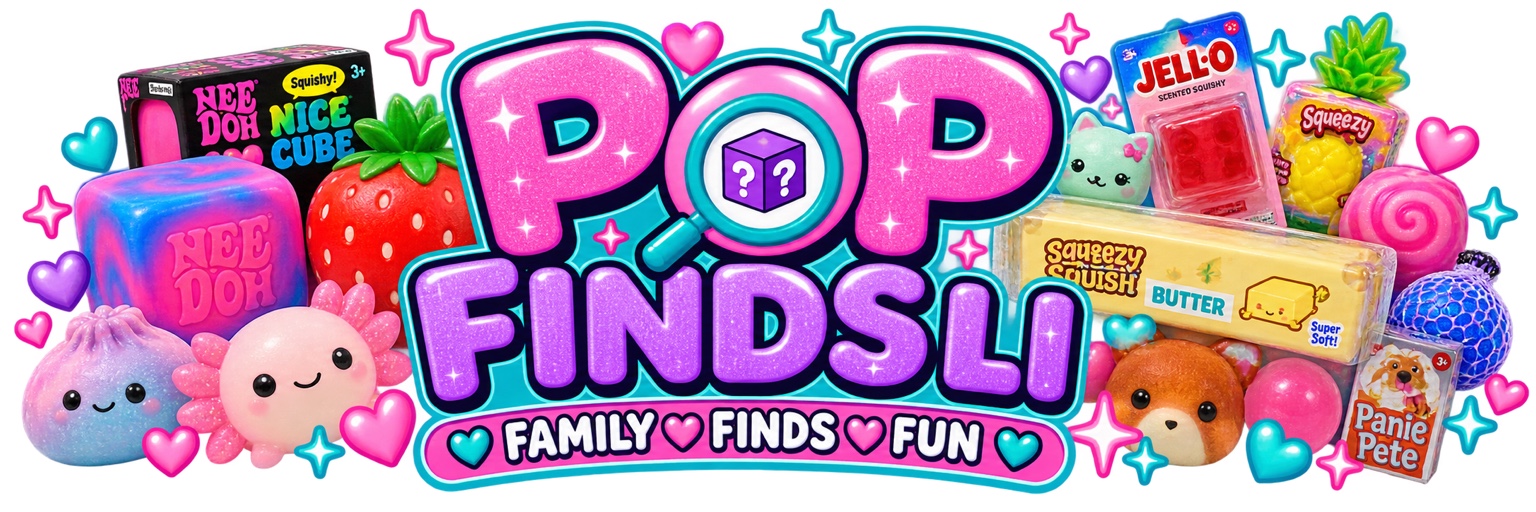 Pop Finds LI official colorful squishy logo